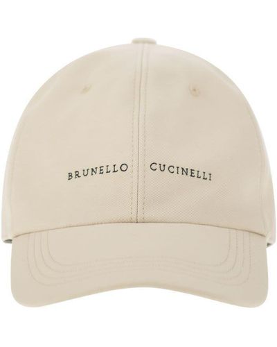 Brunello Cucinelli Cotton Canvas Baseball Cap With Embroidery - Natural