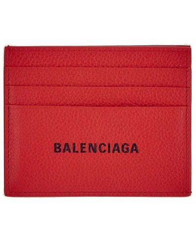Balenciaga Logo Card Holder - Red