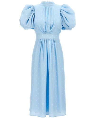 ROTATE BIRGER CHRISTENSEN 'Textured Midi Puffy' Dress - Blue