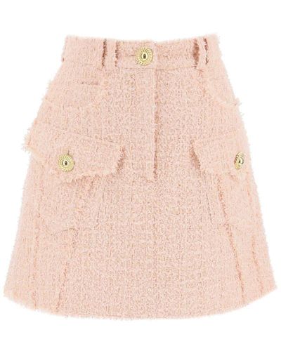 Balmain Mini Skirt In Tweed - Pink