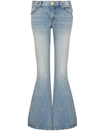 Balmain Western Flared Jeans With Low Waist - Blue