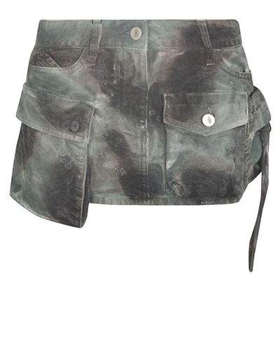 The Attico Fay Camouflage Denim Mini Skirt - Green