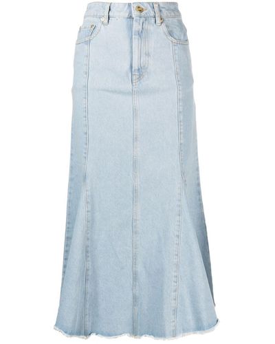 Ganni Denim Peplum Midi Skirt - Blue