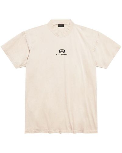 Balenciaga Logo-print Cotton T-shirt - Natural