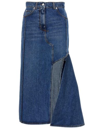 Alexander McQueen Denim Midi Skirt Skirts - Blue