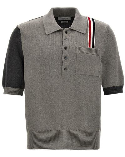 Thom Browne 'Fun Mix Jersey Stitch' Polo Shirt - Gray