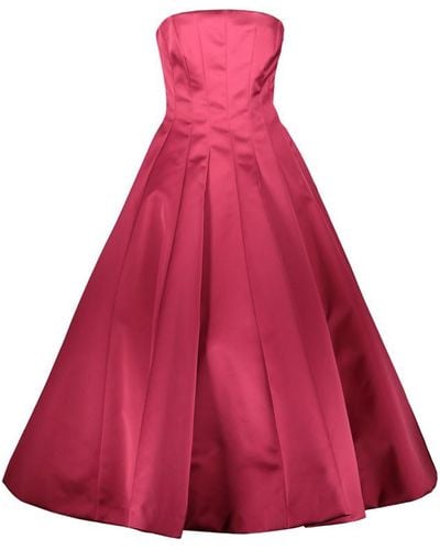 Rochas Bustier Midi Dress In Duchesse Clothing - Red