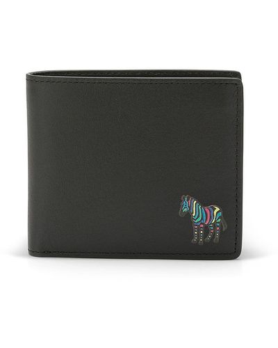 Paul Smith Leather Wallet With Zebra Logo Print - Black
