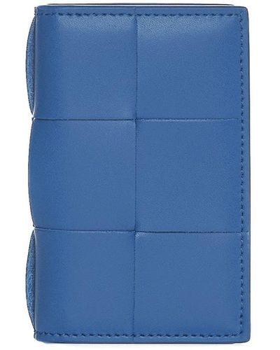 Bottega Veneta Cassette Leather Card Holder - Blue