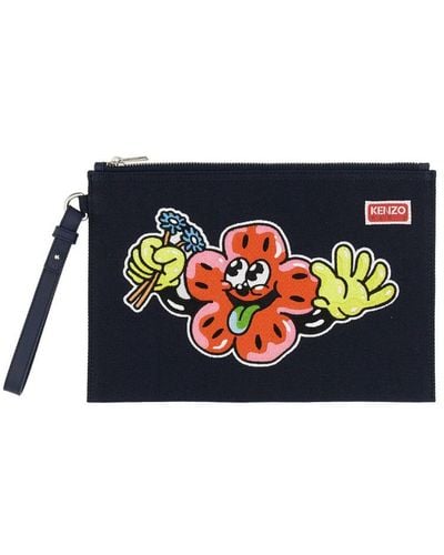 KENZO Clutch With Embroidery - Blue