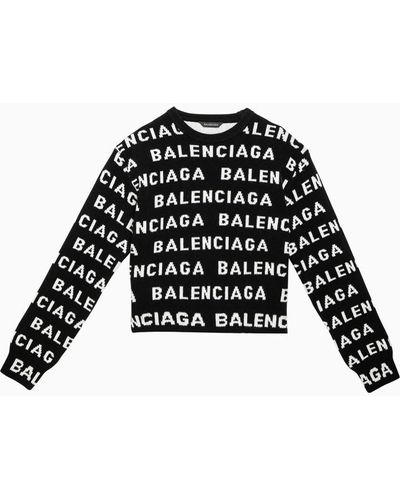 Balenciaga All-Over Logo Sweater - Black