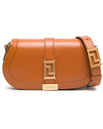 Versace Mini Greca Goddess Leather Shoulder Bag - Orange