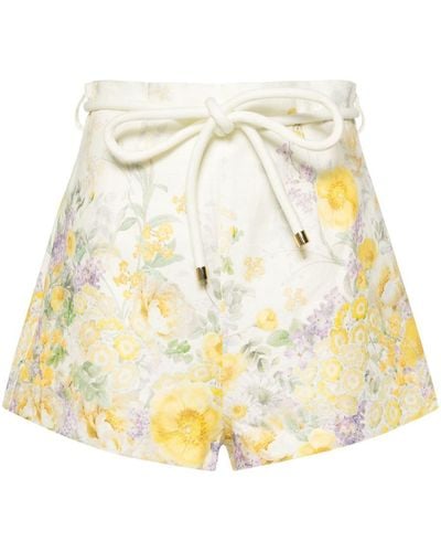 Zimmermann High-Waisted Harmony Shorts With Citrus Garden Print - Yellow