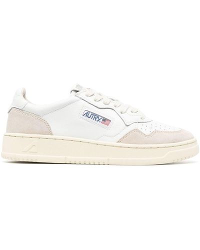 Autry White Medalist Leather Trainers - Women's - Suede/rubber/fabric