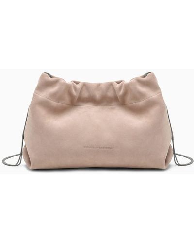 Brunello Cucinelli Soft Sand-Coloured Suede Bag - Pink