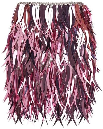 Rabanne Metallic Feather Skirt Skirts Pink - Red