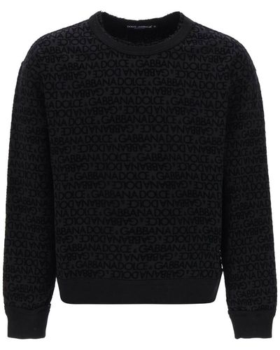 Dolce & Gabbana Flocked Logo Sweatshirt - Black