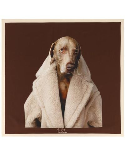 Max Mara Dog Printed Raffia Scarf - Brown