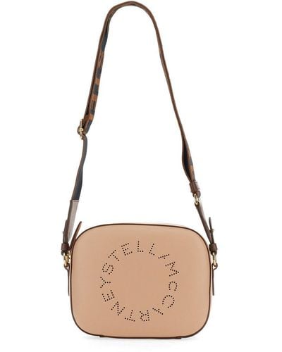 Stella McCartney Mini Camera Bag With Logo - Natural