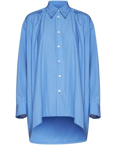 Bottega Veneta Cotton-blend Oversize Shirt - Blue