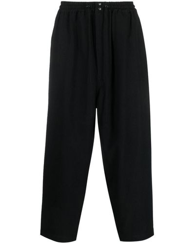 Junya Watanabe Wool Drawstring-waist Cropped Trousers - Black