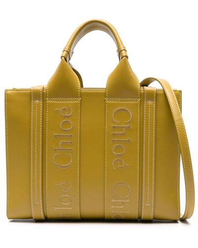 Chloé Woody Small Leather Tote - Yellow