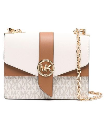 Michael Kors Greenwich Small Leather Crossbody Bag - Natural