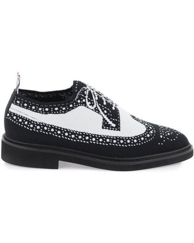 Thom Browne Longwing Brogue Loafers In Trompe L'oeil Knit - Black