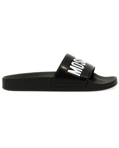Moschino Logo Slides Sandals - Black