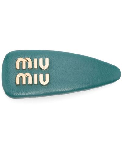 Miu Miu Logo-lettering Hair Clip - Green