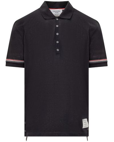 Thom Browne Polo Shirt With Rwb Logo - Black