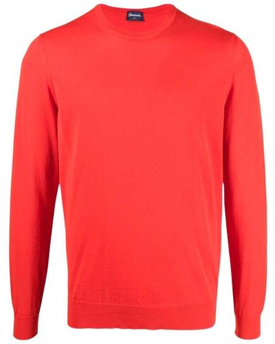 Drumohr Cotton L/s Crew Neck Sweater Clothing - Red
