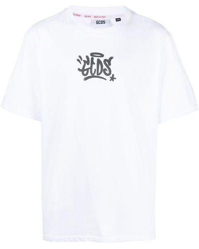 Gcds Graffiti-print Cotton T-shirt - White