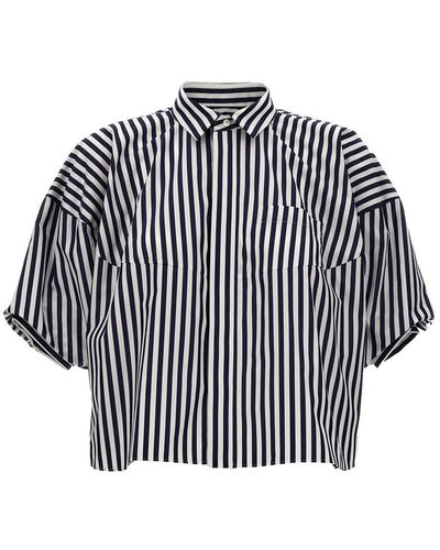 Sacai Striped Poplin Shirt - Blue
