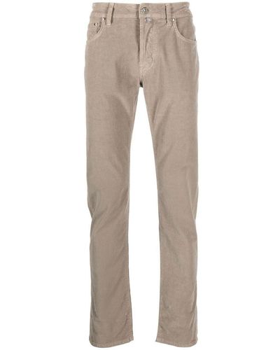 Jacob Cohen Skinny-cut Logo-patch Trousers - Natural