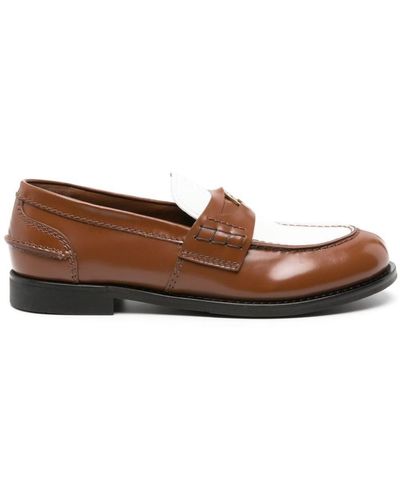 Miu Miu Penny Leather Loafers - Brown