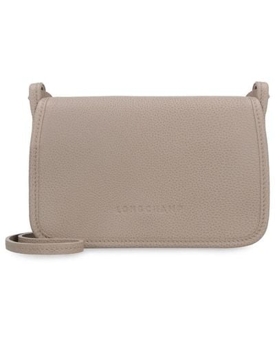Longchamp Le Foulonné Leather Crossbody Bag - Gray