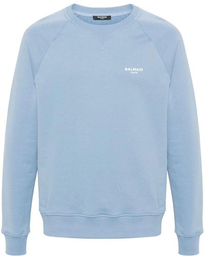 Balmain Flock Sweatshirt Clothing - Blue