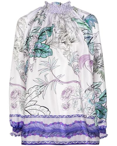F.R.S For Restless Sleepers High Neck Printed Silk Blouse - Gray