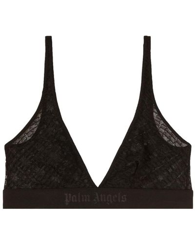 Palm Angels Logo-waistband Lace Triangle Bra - Black