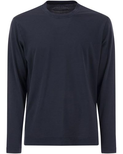 Fedeli Long-sleeved Crew-neck T-shirt - Blue