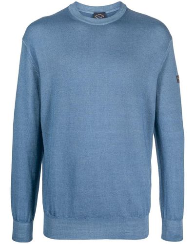 Paul & Shark Logo-patch Fine-knit Jumper - Blue