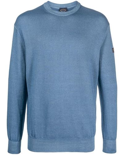 Paul & Shark Logo-patch Fine-knit Sweater - Blue