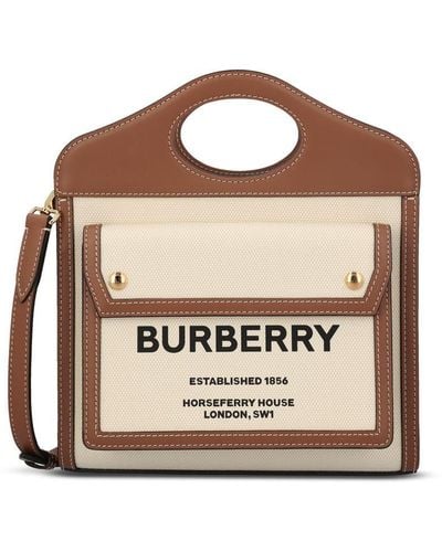Burberry Mini Horseferry Pocket Top-handle Bag - Brown