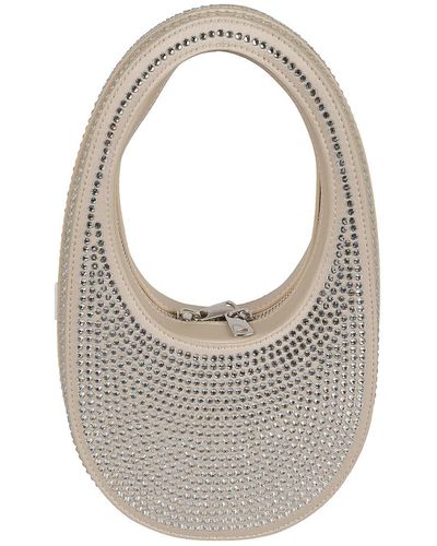 Coperni Mini Swipe Crystal Embellished Leather Handbag - White