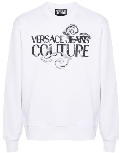 Versace Crewneck Cotton Sweatshirt With Print - White