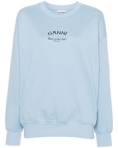 Ganni Sweatshirt With Logo - Blue
