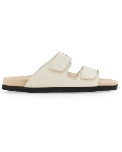 Palm Angels Logo Suede Double-strap Sandals - White