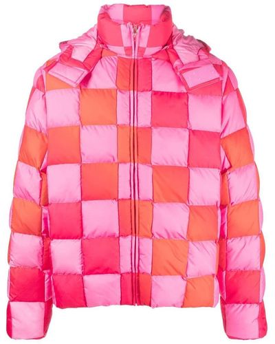 ERL Checkerboard-print Padded Jacket - Pink