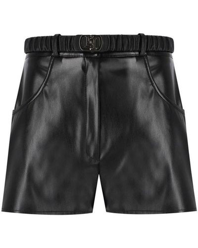 Elisabetta Franchi Leather Effect Shorts - Grey